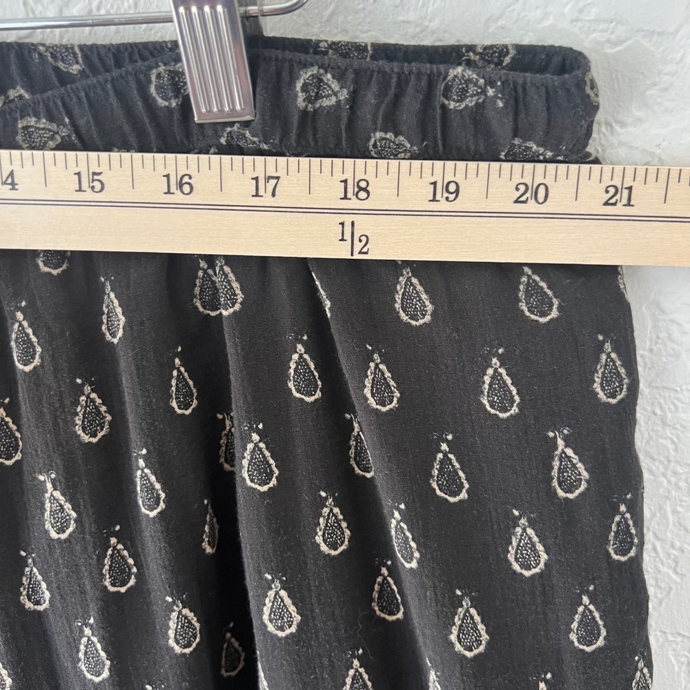 Lauren Ralph Lauren 2X Black Tan Paisley Cotton Tiered Maxi Skirt Boho Casual - Picture 6 of 6